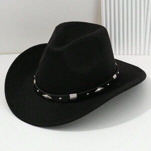 Black Western Cowboy, Cowgirl‎ Hat, Silver Diamond Band – Unisex Rodeo Hat
